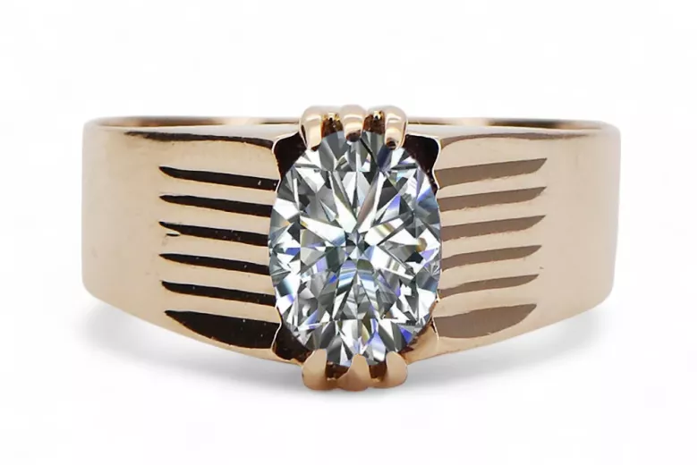 Ring Vintage Stil Zirkon Originales Vintage-Roségold aus 14 Karat vrc007r